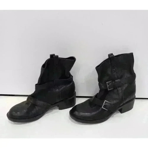 Cole Haan Black Leather Biker Boots Size 7.5 Vintage Style - Picture 5 of 6